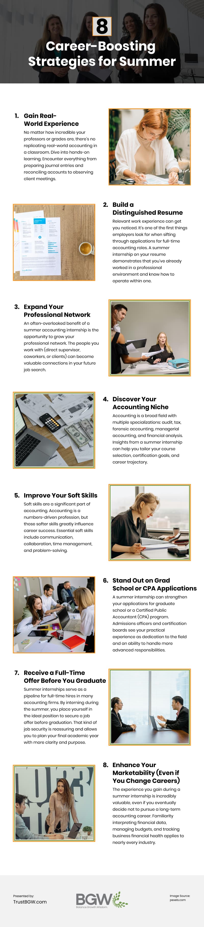 8 Career-Boosting Strategies for Summer Infographic
