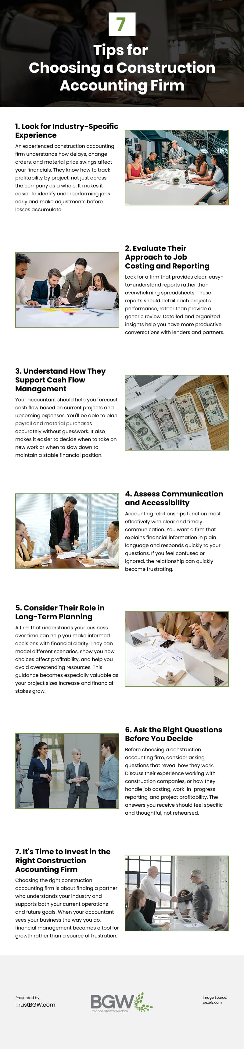 7 Tips for Choosing a Construction Accounting Firm Infographic