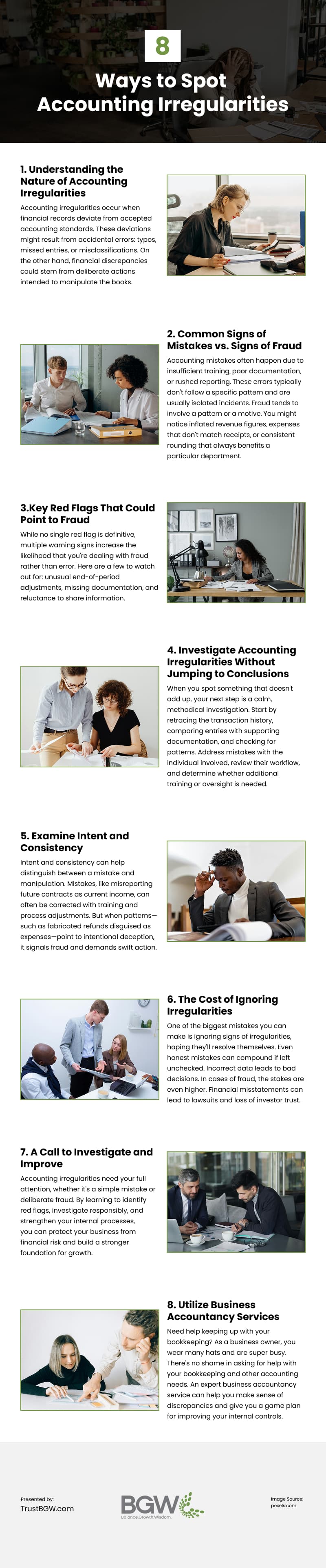 8 Ways to Spot Accounting Irregularities Infographic