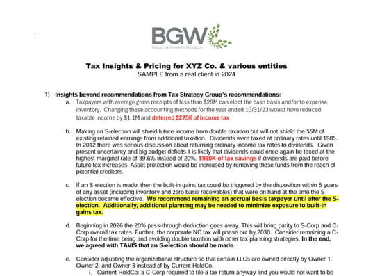 Tax Insights and Pricing